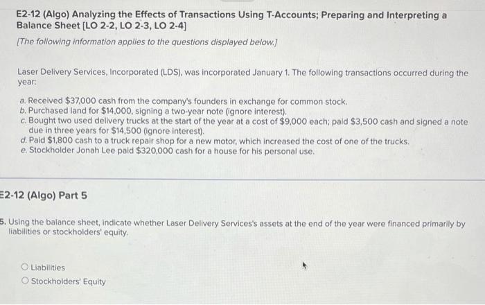 [The following information applies to the questions displayed below.) Laser Delivery Services,