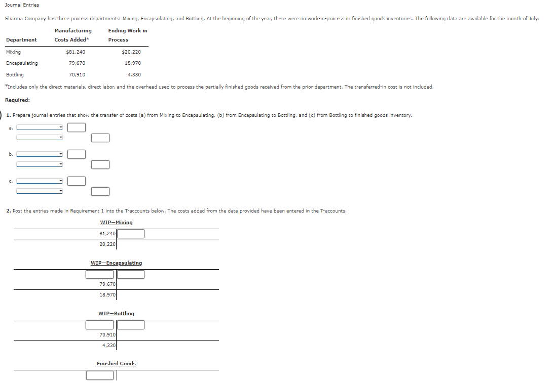  Journal Entries *Includes only the direct materials, direct labor, and the