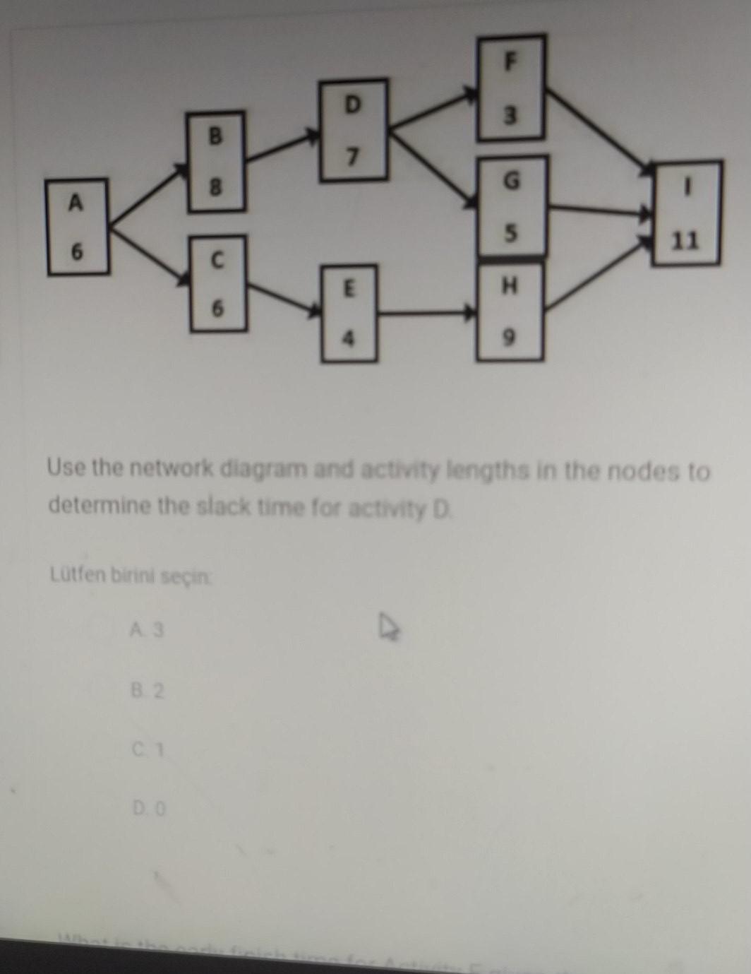 CHEN A } 6 11 H 6 Use the network diagram