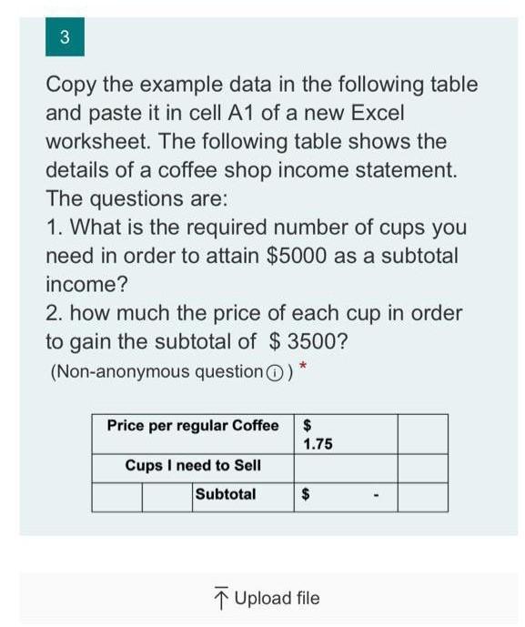  I want an excel program 3 Copy the example data in
