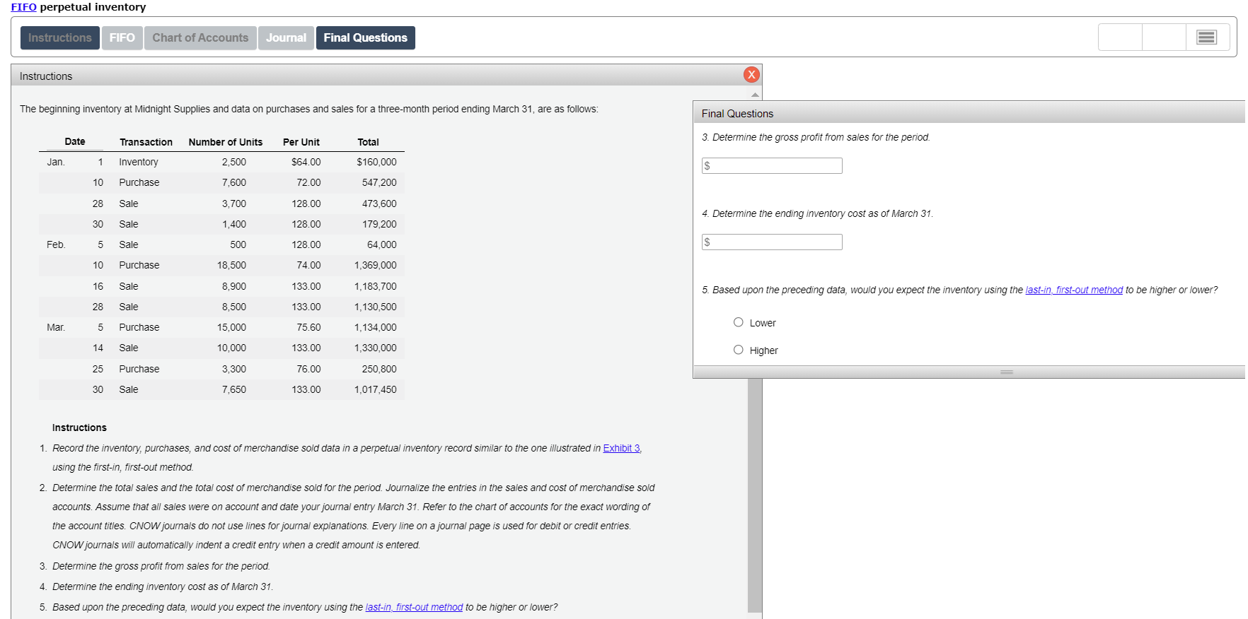 -For first post I will need help with the FIFO ,Journal and