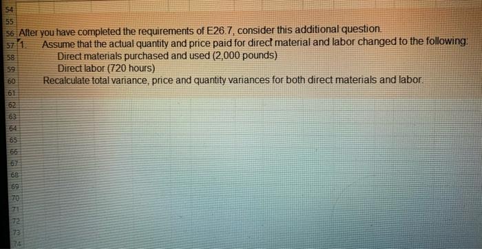 L M N E E26.7 Compute materials and labor variances Levine Inc