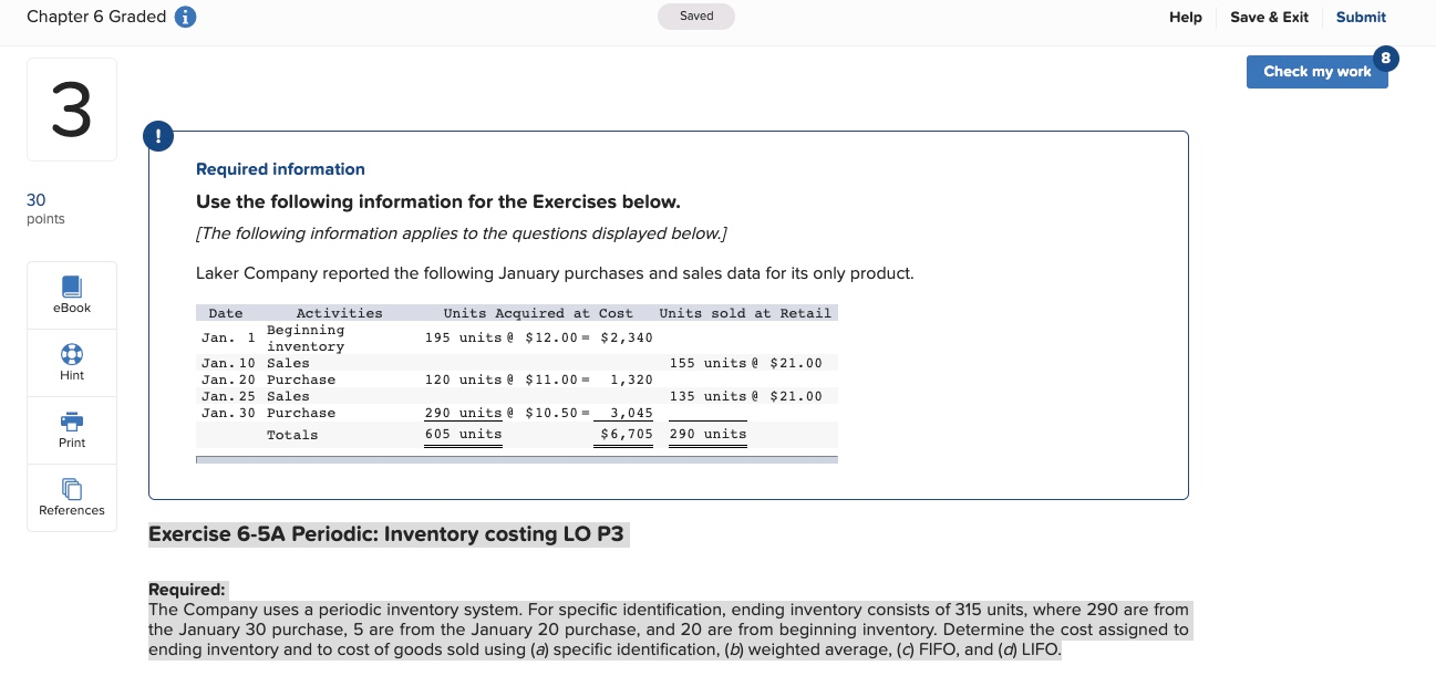  Chapter 6 Graded i Saved Help Save & Exit Submit Check