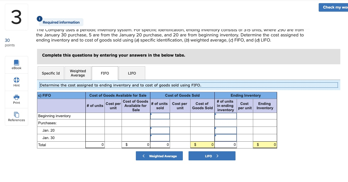 Company reported the following January purchases and sales data for its only