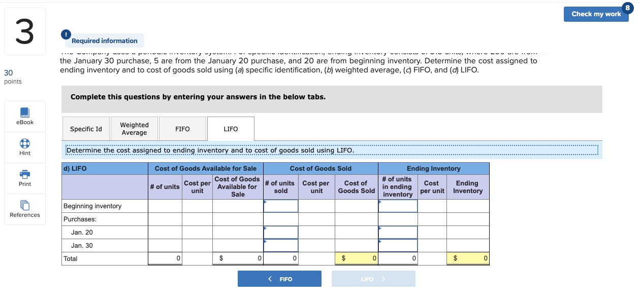 product. eBook Date Activities Jan. 1 Beginning Hint inventory Jan. 10 Sales