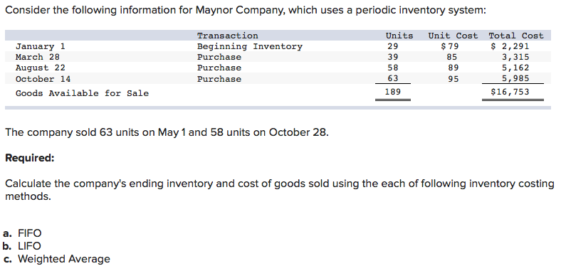 Please calculate for FIFO, LIFO, and weighted average. Consider the following information
