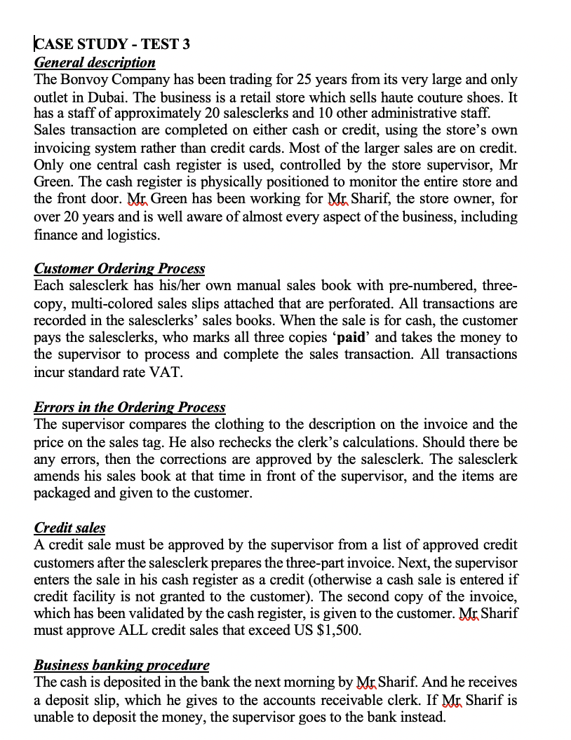 CASE STUDY - TEST 3 General description The Bonvoy Company has