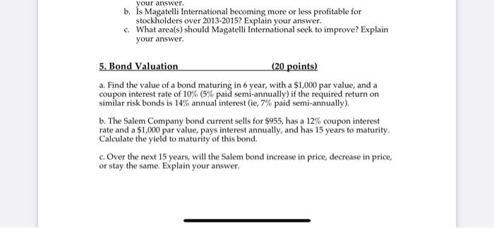 please i meed help with number 5 , need specific formulas to