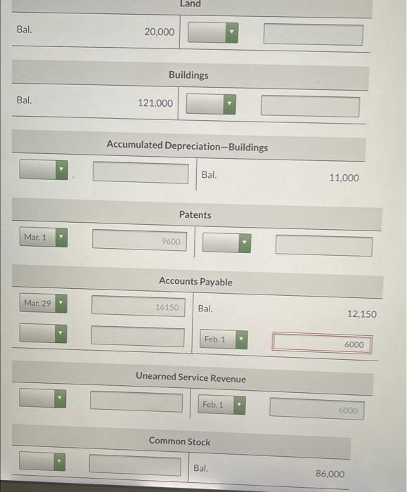 below Bal. 22.400 Feb. 1 3000 Feb. 1 6000 Mar. 1 9600