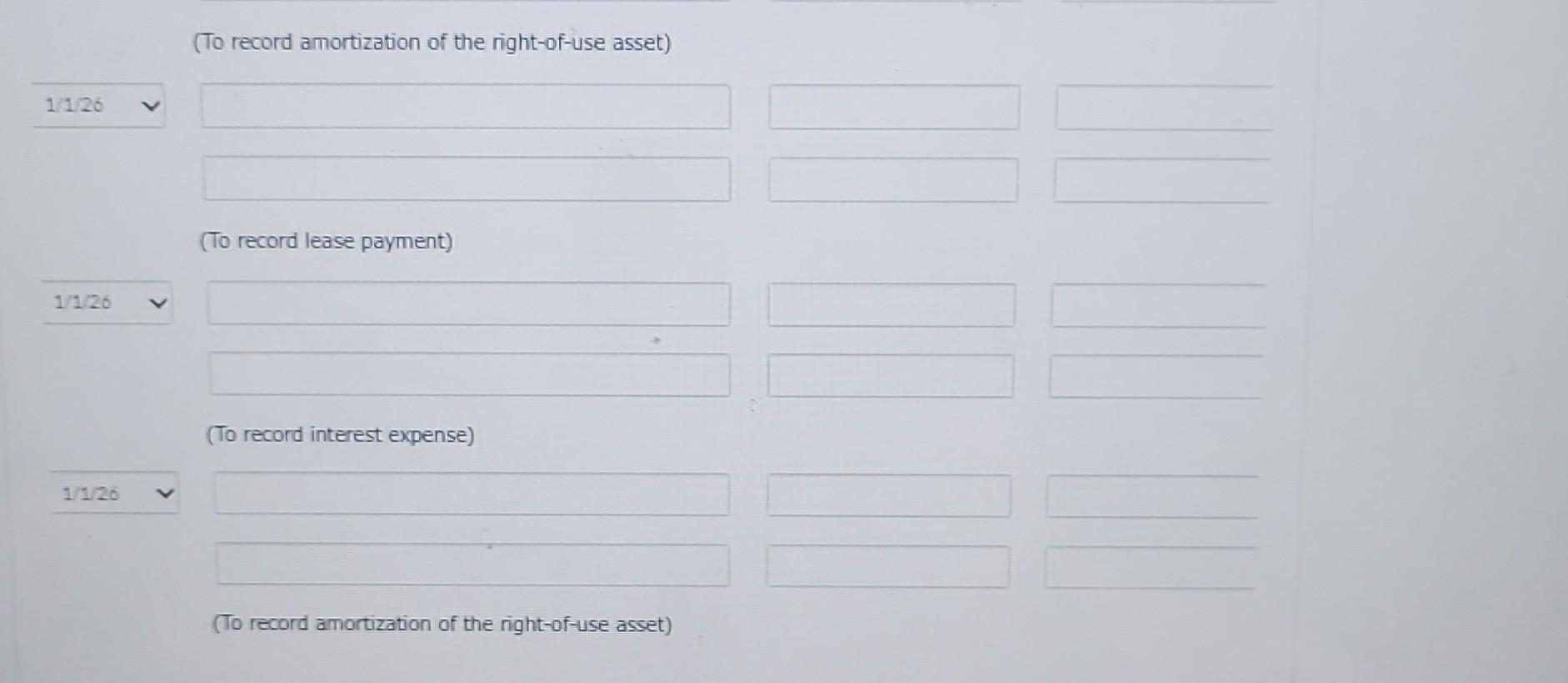 for the lessee for 2025 and 2026 to record the lease agreement,
