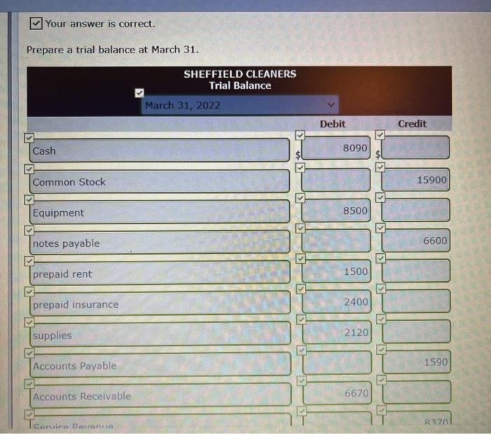 the amounts.) 1. Services performed but unbilled and uncollected at March 31