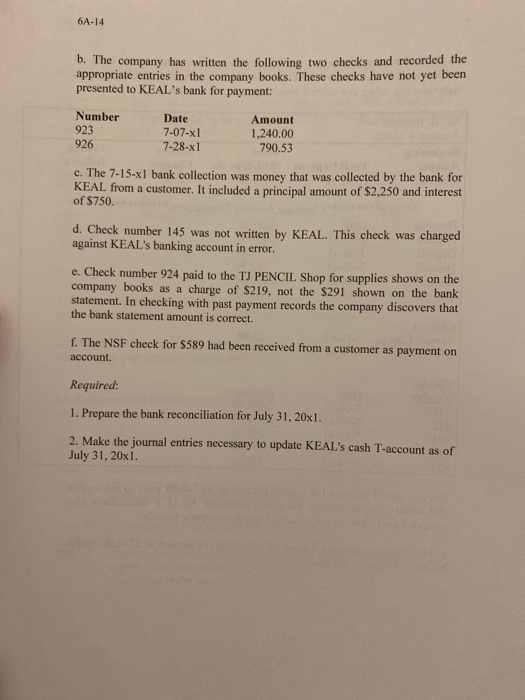 body of this section of the text.) KEAL Incorporated received the following