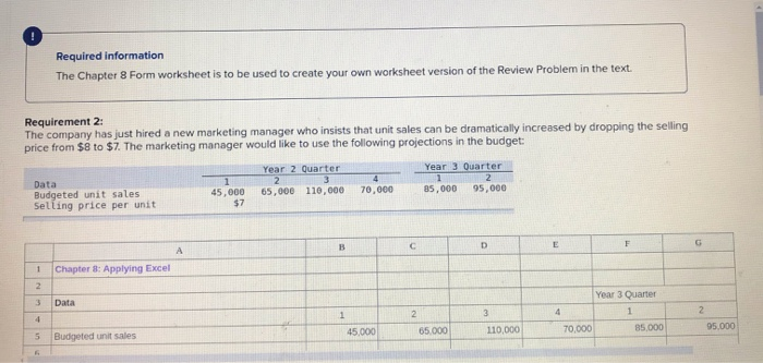  Required information The Chapter 8 Form worksheet is to be used