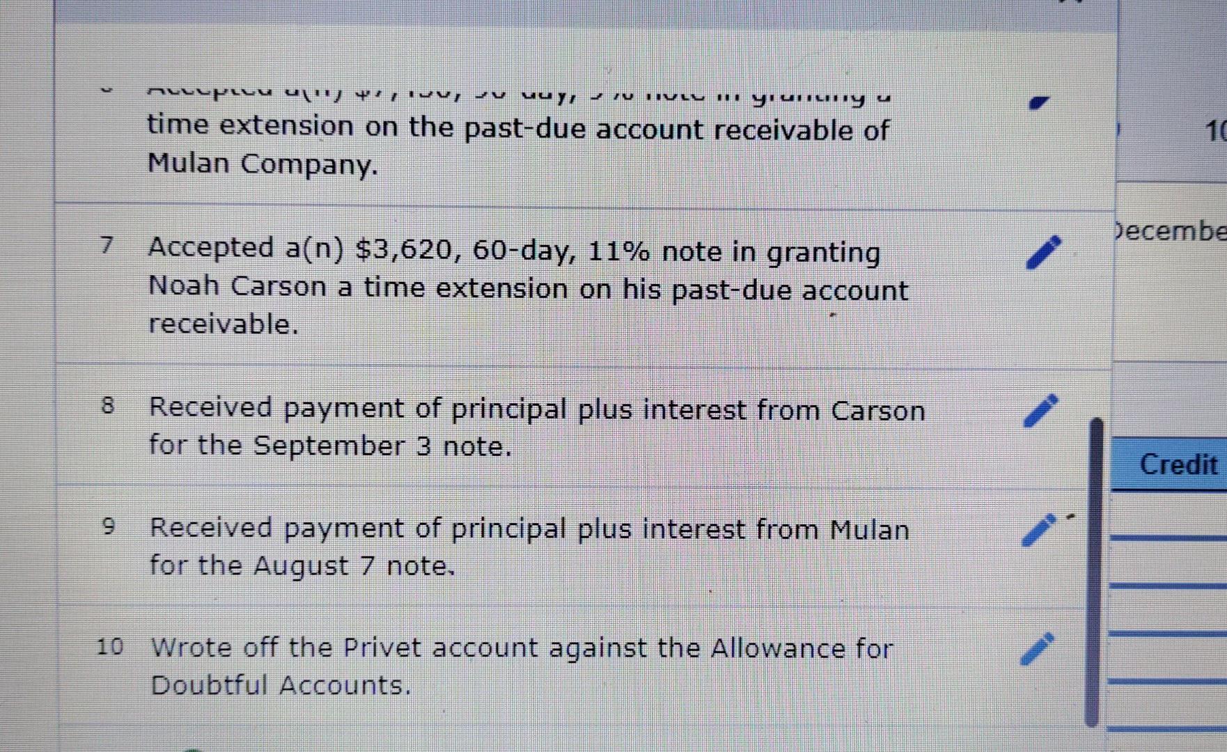 and interest on the note dated December 16. March 2 Accepted a(n)