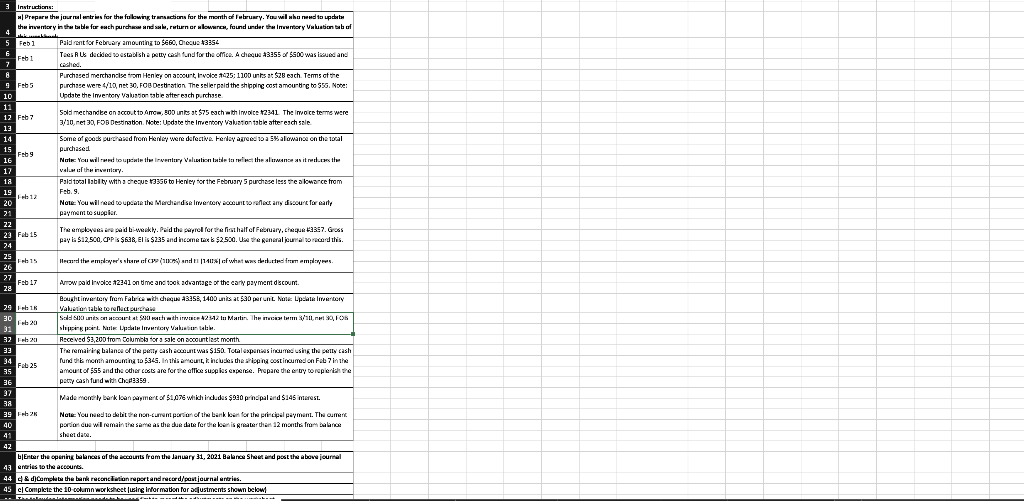 need help with general ledger and inventory valuation 3 Instructions: : -