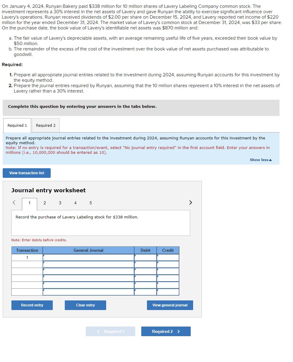  On January 4,2024, Runyan Bakery paid $338 million for 10 million