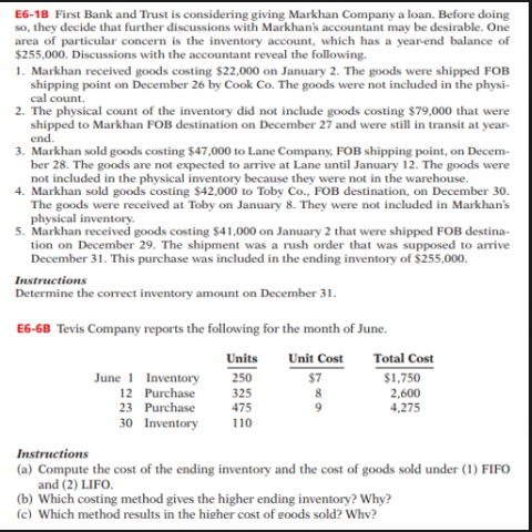 help me to answer all question E6-18 First Bank and Trust