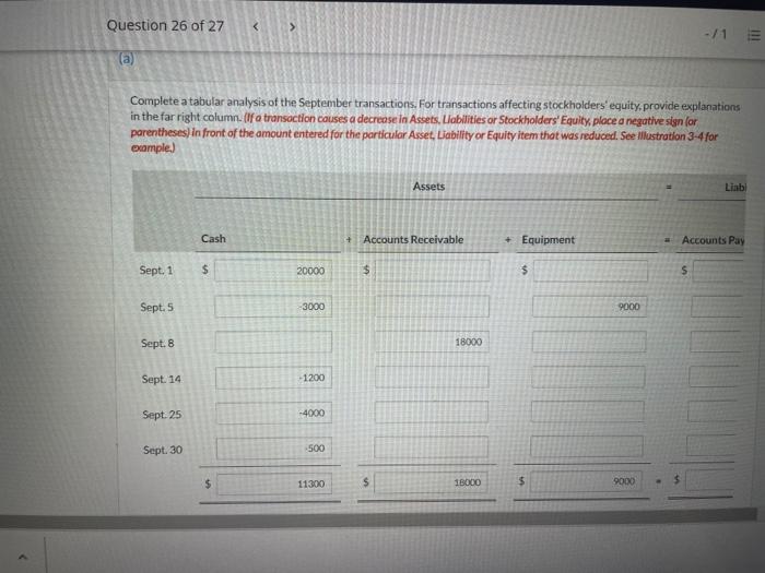 during its first month in business are presented below. Sept. 1 5