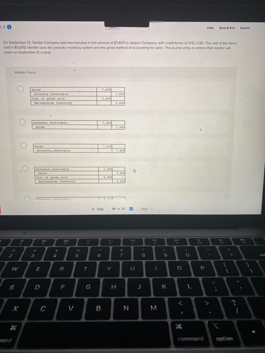  5.66 Help Save & E On September 12, Vander Company sold