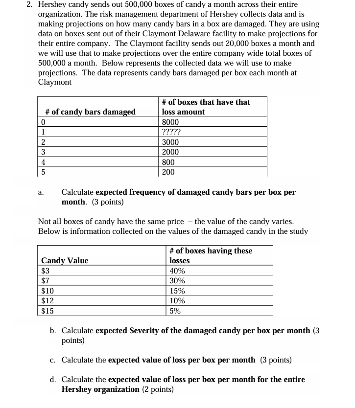  Hershey candy sends out 500,000 boxes of candy a month across