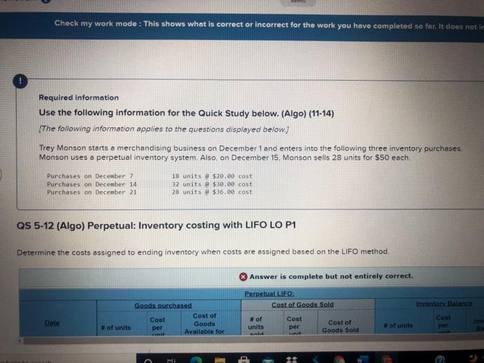  Check my work mode: This shows what is correct or incorrect
