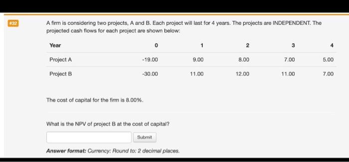  132 2 A firm is considering two projects, A and B.
