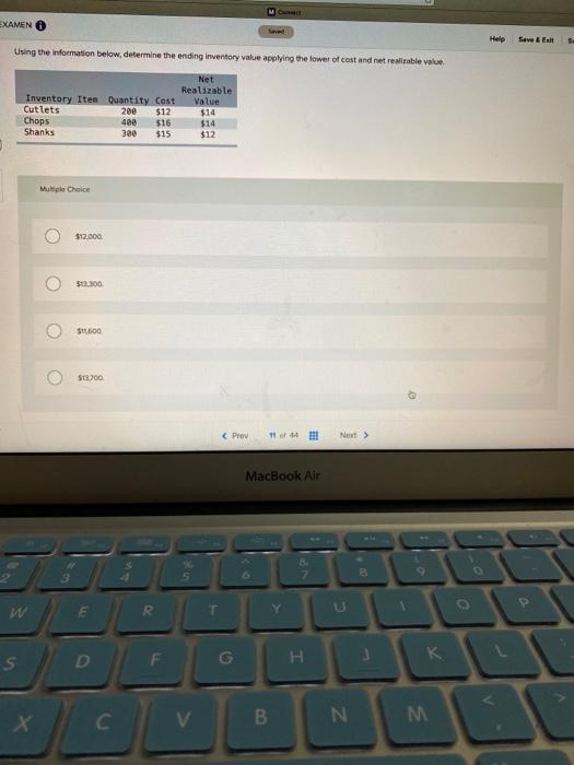 M EXAMEN Help Save & 5 Using the information below, determine