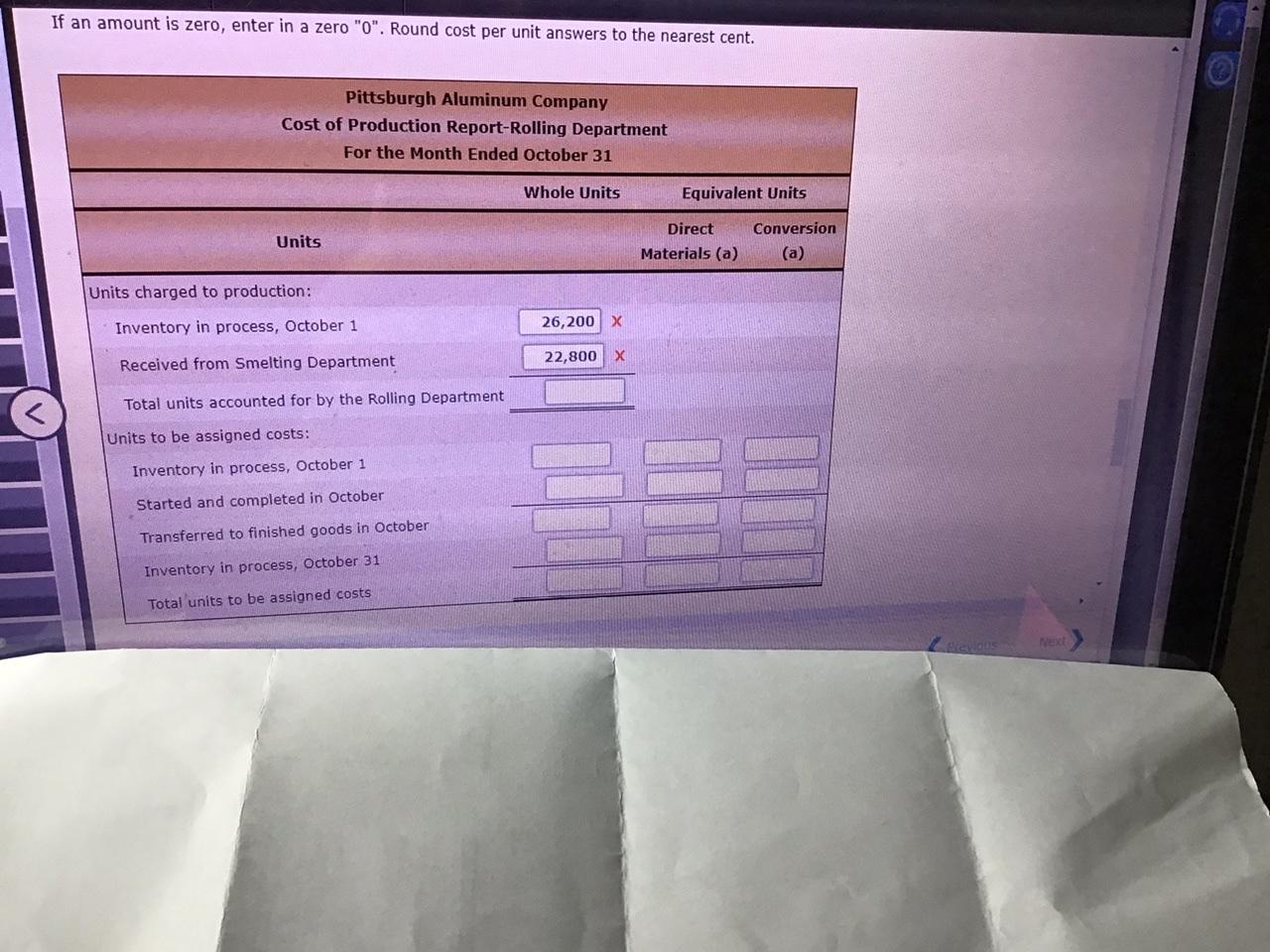 for Two Months; Cost of Production Reports Pittsburgh Aluminum Company uses a