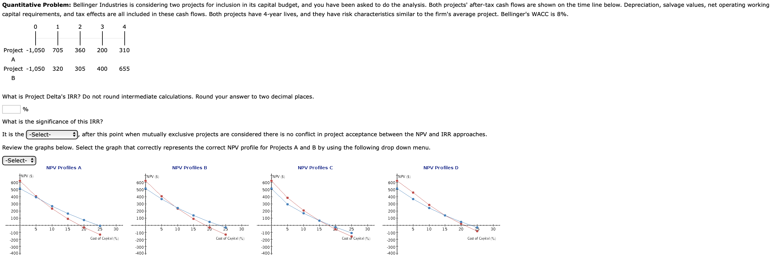 Drop down 1: equity return, crossover rate, interest yield Drop down 2: