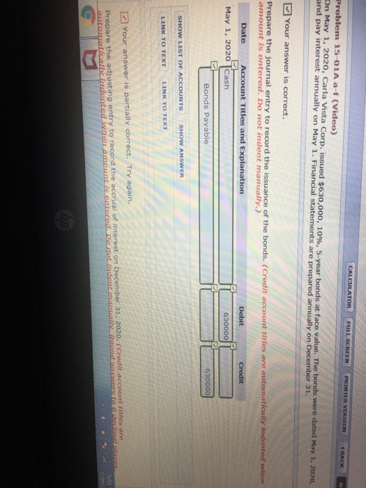  CALCULATOR FULL SCREEN PRINTER VERSION BACK Problem 15-01A a-f (Video) On