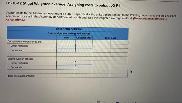 (Algo) [The following information applies to the questions displayed below.) Carlberg Company