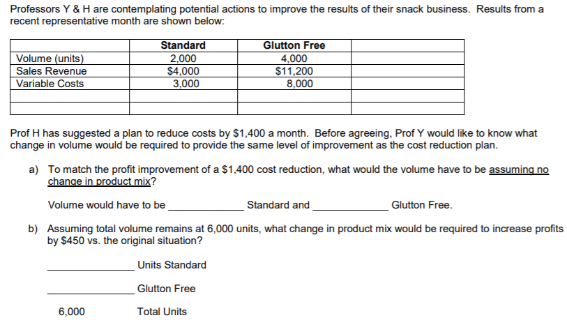  Professors Y & H are contemplating potential actions to improve the