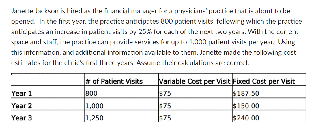  Using the information in the table above and making additional calculations,