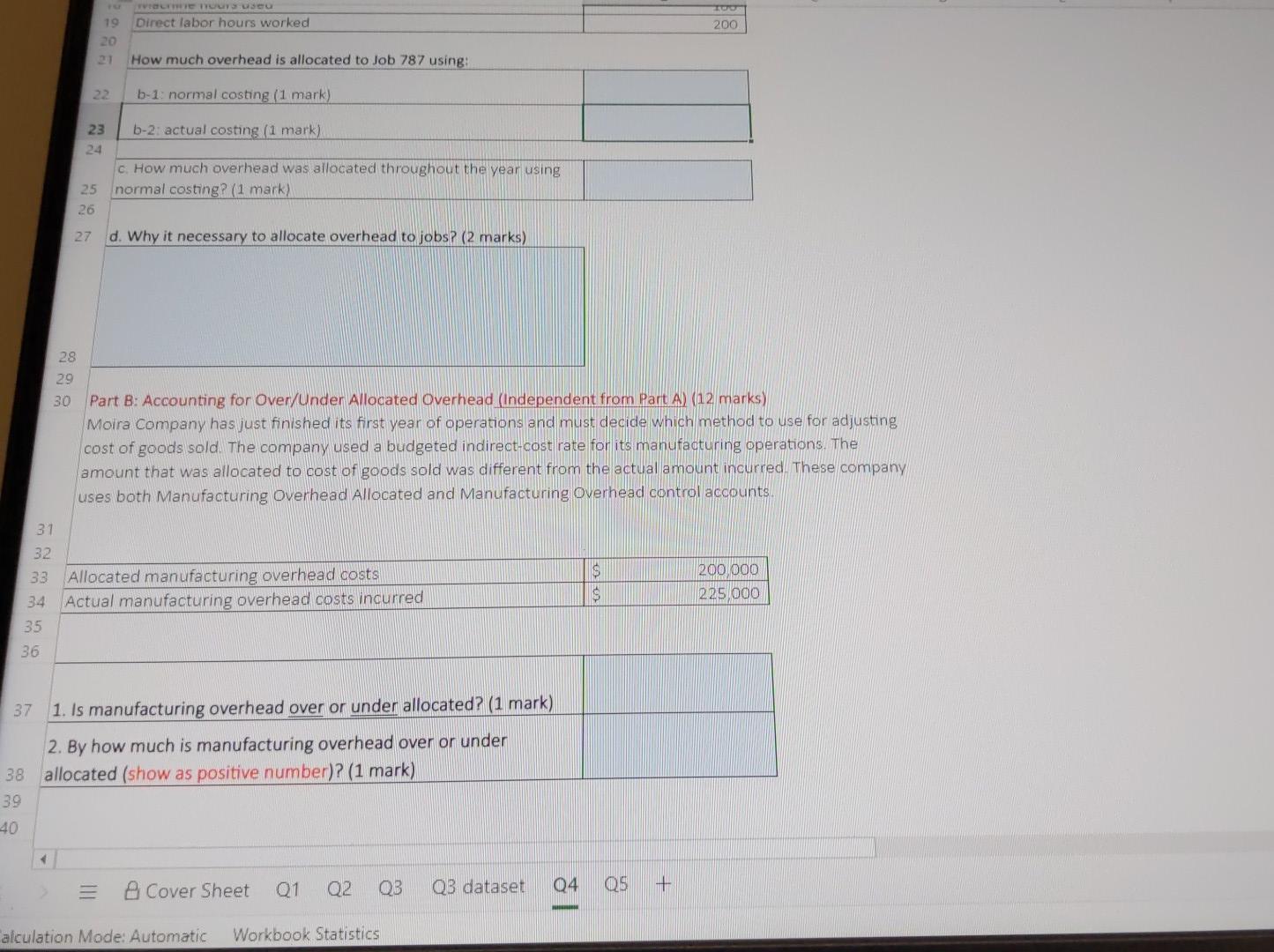 an hour I pormise B. 1 2 Question 4: Job Costing (18