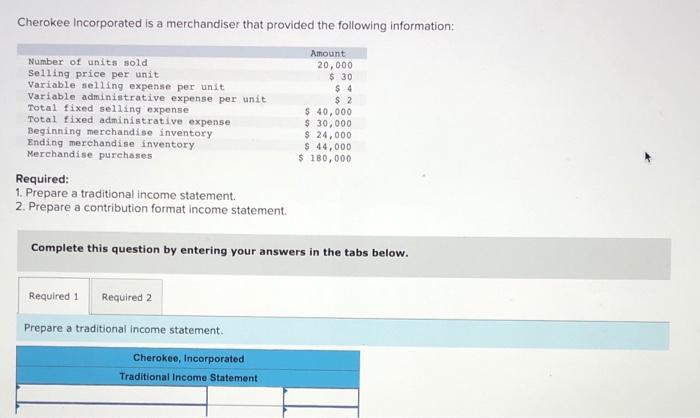  please help asap :) Cherokee Incorporated is a merchandiser that provided