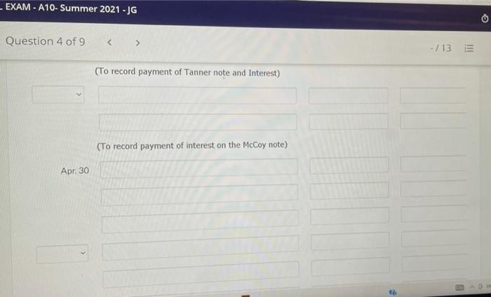 at maturity, March 31, 2021 The following selected transactions occurred in the