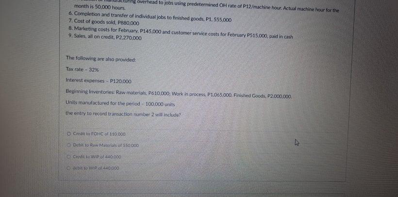 of Robina Corporation for the month of February 2020. Provide the corresponding