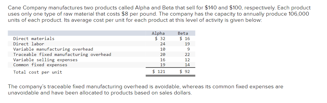 1. What is the total traceable fixed manufacturing overhead for each of