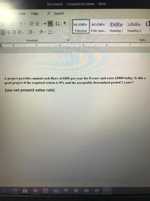  Document2 - Compatibility Mode - Word View Help Search EEN AL