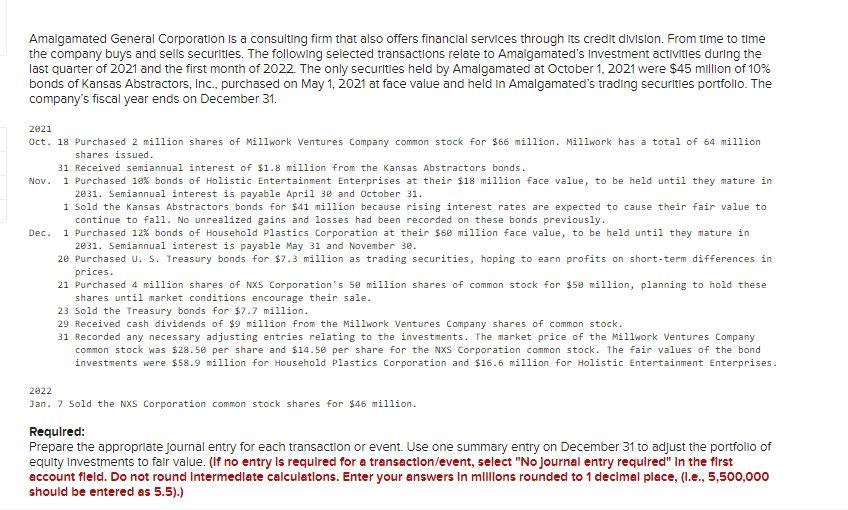 I am having issue with this calculation only please help Amalgamated General