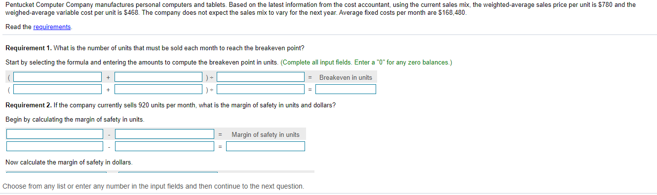 Pentucket Computer Company manufactures personal computers and tablets. Based on the