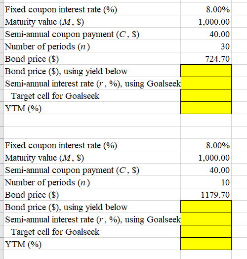  Please show work Fixed coupon interest rate (%) Maturity value (M,
