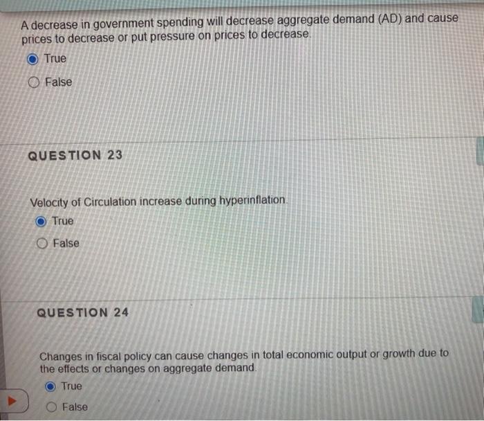  A decrease in government spending will decrease aggregate demand (AD) and