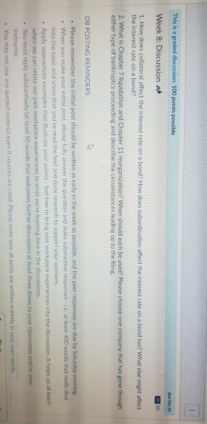 *** This is a graded discussion: 100 points possible due Oct