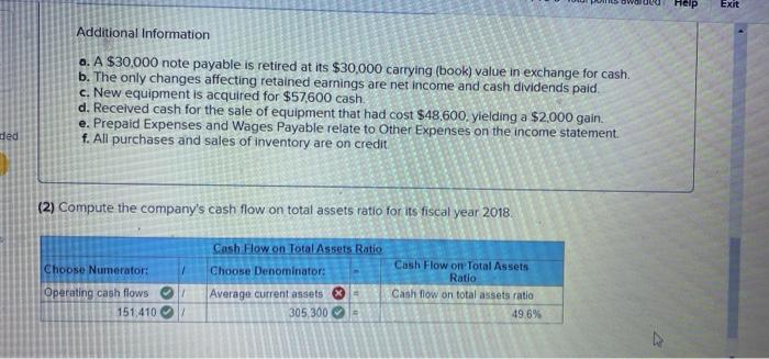 answer whats in red please Exit Additional Information a. A $30,000 note