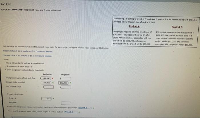  Part Five APPLY THE CONCEPTS: Net present value and Present value