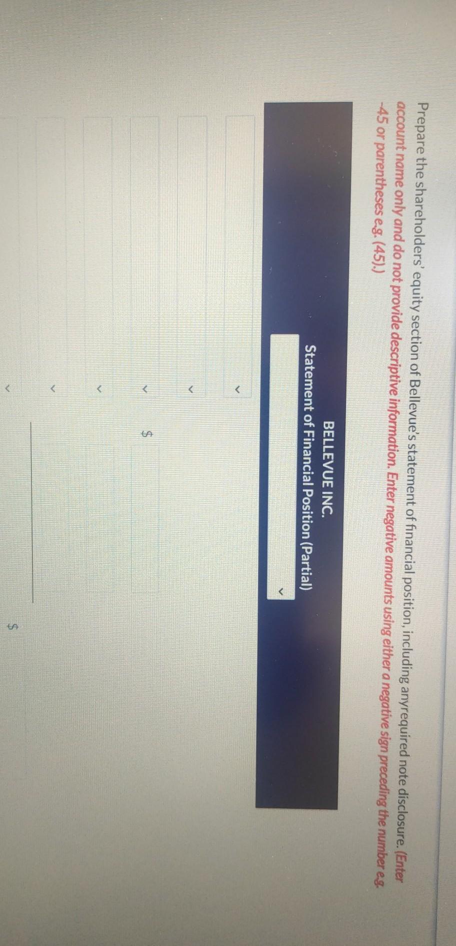 The following accounts appear in the ledger of Bellevue Inc. after the