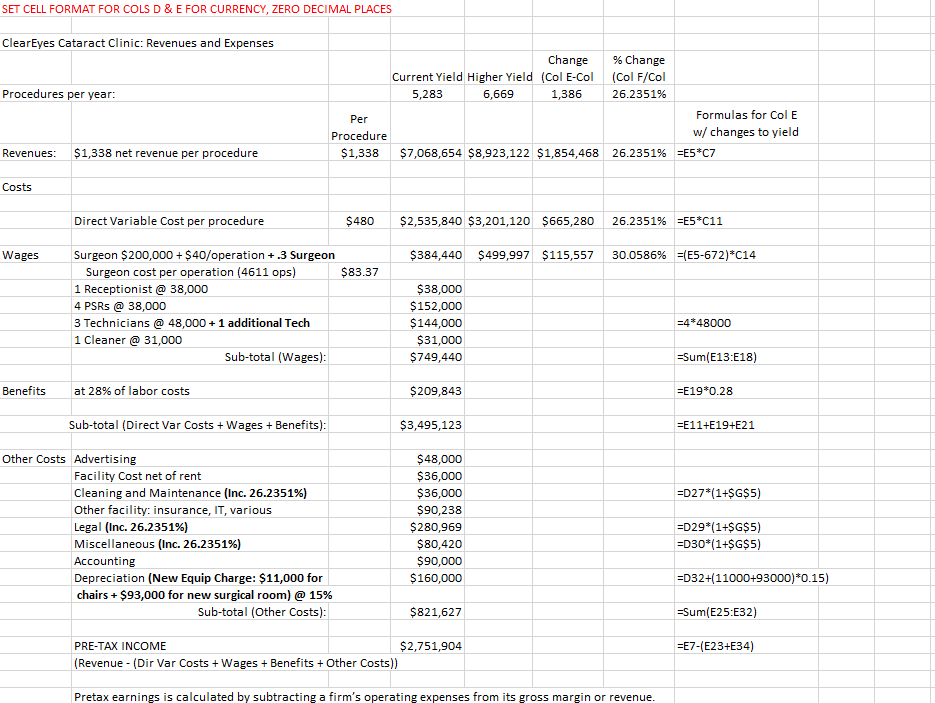 In this assignment you are asked to determine how much ClearEye's pre-tax