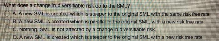  What does a change in diversifiable risk do to the SML?