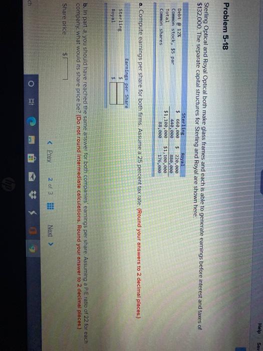  Help Problem 5-18 Sterling Optical and Royal Optical both make glass